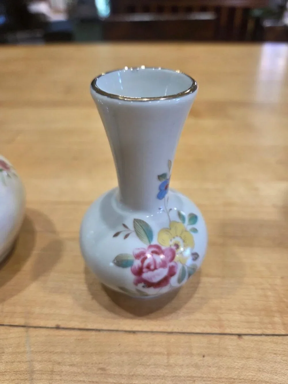 Vintage Miniature Porcelain Bud Vases Floral and Butterfly Lustre Set of 2